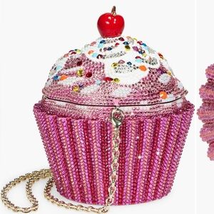 Judith Leiber Couture Cherry Crystal Cupcake Mini Clutch Bag